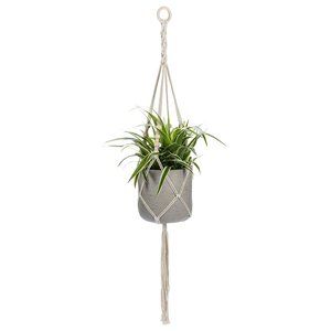 Macrame Planter Hanger with Beads & Tail